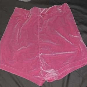 Pastel pink comfy velvet shorts
